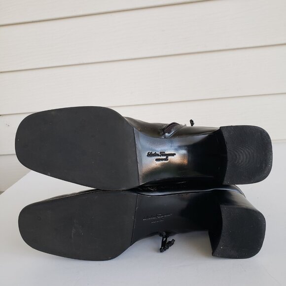 Salvatore Ferragamo Black Cashmere and calf leather ankle ANTONIA boots Women 8 - Picture 2 of 16